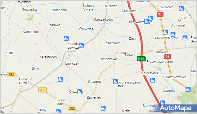 mapa Tomaszewo gmina Bądkowo, Tomaszewo gmina Bądkowo na mapie Targeo