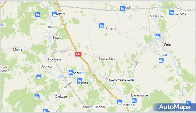 mapa Topczykały, Topczykały na mapie Targeo