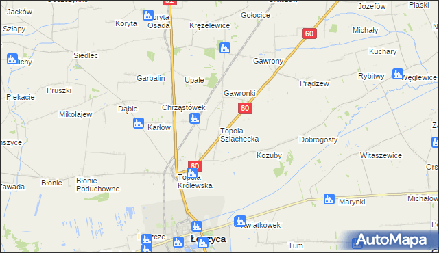 mapa Topola Szlachecka, Topola Szlachecka na mapie Targeo