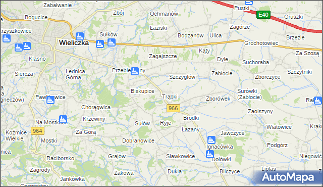 mapa Trąbki gmina Biskupice, Trąbki gmina Biskupice na mapie Targeo