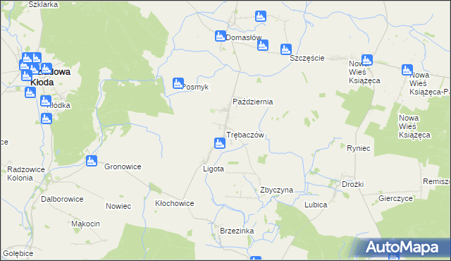 mapa Trębaczów gmina Perzów, Trębaczów gmina Perzów na mapie Targeo