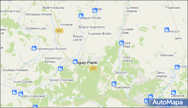 mapa Trynisze-Kuniewo, Trynisze-Kuniewo na mapie Targeo