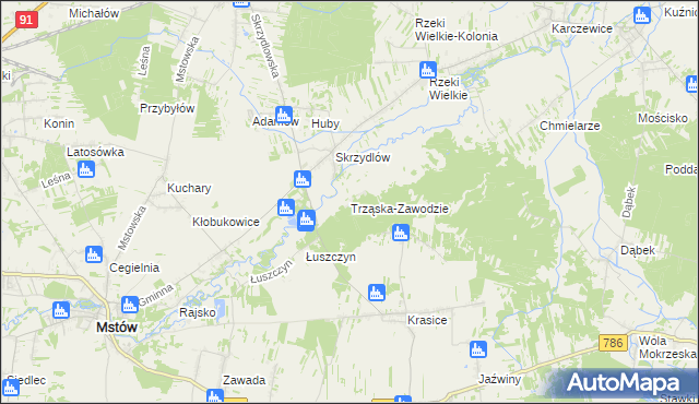 mapa Trząska-Zawodzie, Trząska-Zawodzie na mapie Targeo