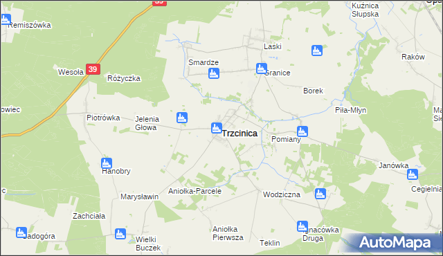 mapa Trzcinica powiat kępiński, Trzcinica powiat kępiński na mapie Targeo