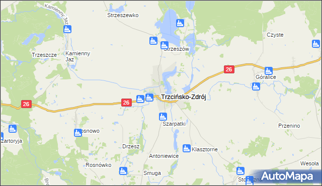 mapa Trzcińsko-Zdrój, Trzcińsko-Zdrój na mapie Targeo