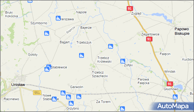 mapa Trzebcz Królewski, Trzebcz Królewski na mapie Targeo