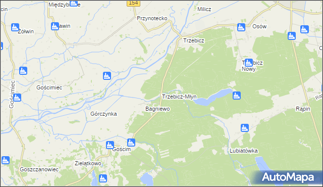 mapa Trzebicz-Młyn, Trzebicz-Młyn na mapie Targeo