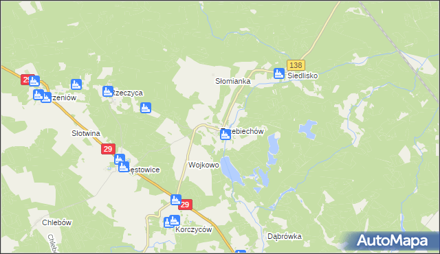 mapa Trzebiechów gmina Maszewo, Trzebiechów gmina Maszewo na mapie Targeo