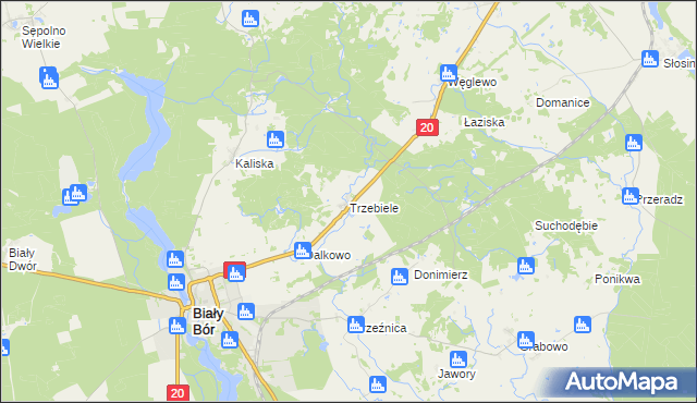 mapa Trzebiele gmina Biały Bór, Trzebiele gmina Biały Bór na mapie Targeo