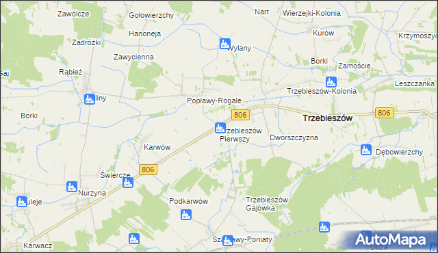 mapa Trzebieszów Pierwszy, Trzebieszów Pierwszy na mapie Targeo