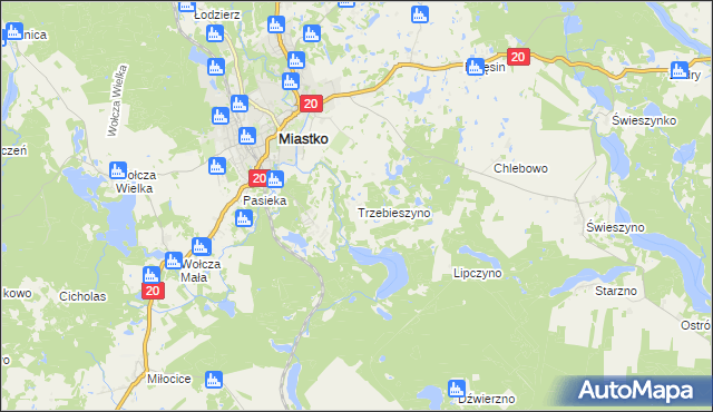 mapa Trzebieszyno, Trzebieszyno na mapie Targeo