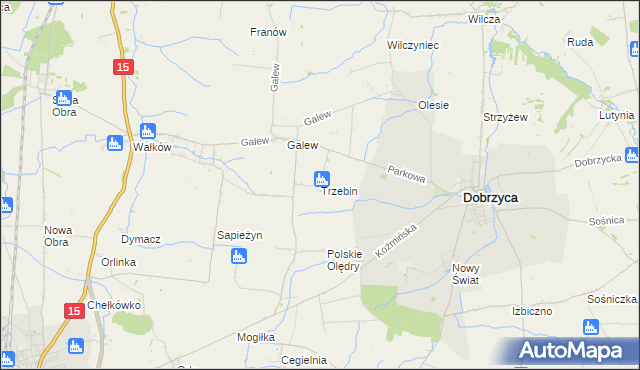 mapa Trzebin gmina Dobrzyca, Trzebin gmina Dobrzyca na mapie Targeo