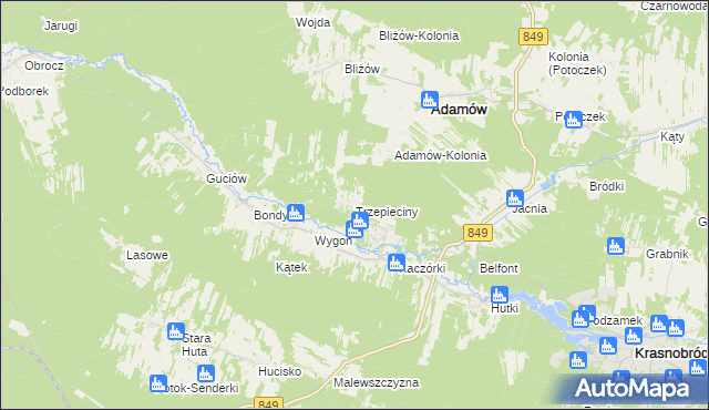 mapa Trzepieciny, Trzepieciny na mapie Targeo