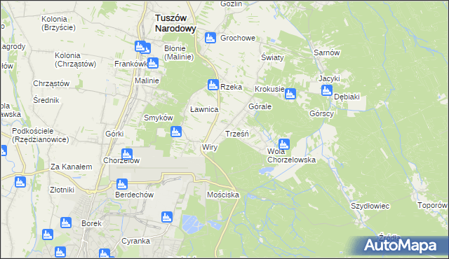 mapa Trześń gmina Mielec, Trześń gmina Mielec na mapie Targeo
