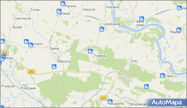 mapa Trzęsów gmina Grębocice, Trzęsów gmina Grębocice na mapie Targeo