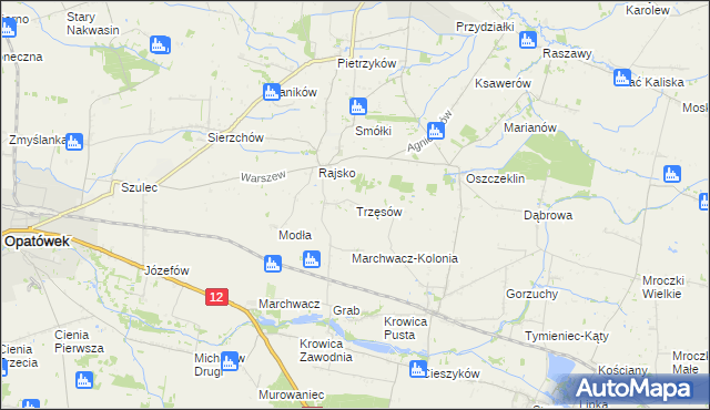 mapa Trzęsów gmina Szczytniki, Trzęsów gmina Szczytniki na mapie Targeo