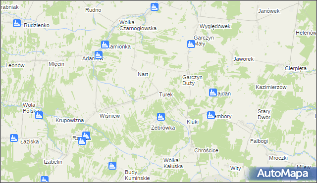 mapa Turek gmina Jakubów, Turek gmina Jakubów na mapie Targeo