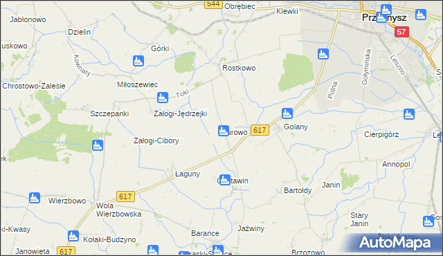 mapa Turowo gmina Czernice Borowe, Turowo gmina Czernice Borowe na mapie Targeo