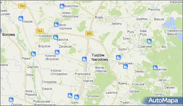mapa Tuszów Narodowy, Tuszów Narodowy na mapie Targeo