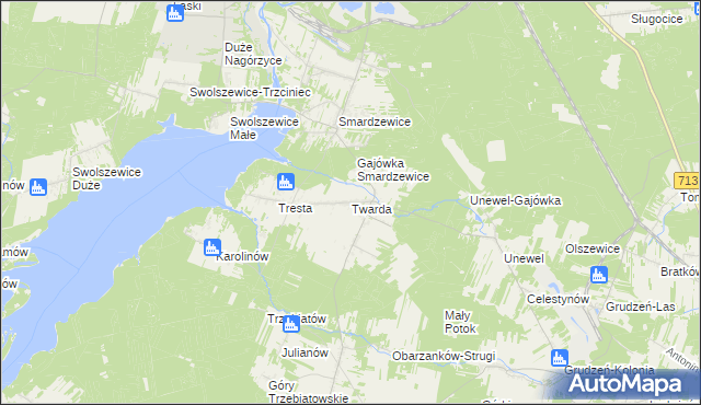 mapa Twarda, Twarda na mapie Targeo