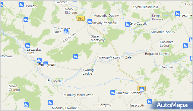 mapa Twarogi-Mazury, Twarogi-Mazury na mapie Targeo