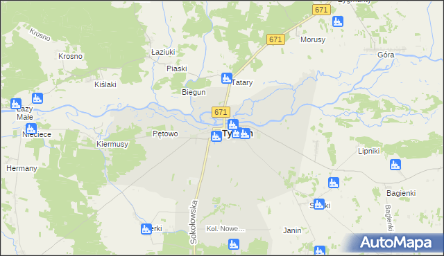 mapa Tykocin, Tykocin na mapie Targeo