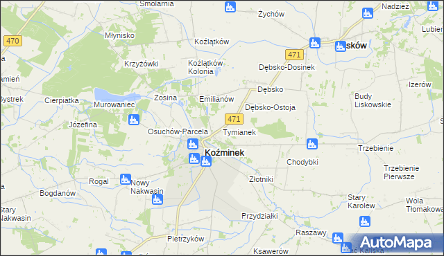 mapa Tymianek, Tymianek na mapie Targeo