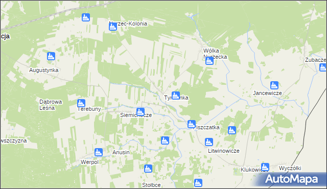 mapa Tymianka gmina Nurzec-Stacja, Tymianka gmina Nurzec-Stacja na mapie Targeo