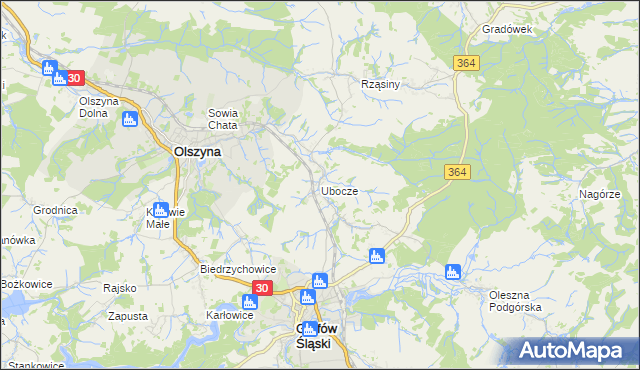 mapa Ubocze gmina Gryfów Śląski, Ubocze gmina Gryfów Śląski na mapie Targeo