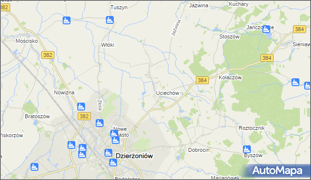 mapa Uciechów gmina Dzierżoniów, Uciechów gmina Dzierżoniów na mapie Targeo