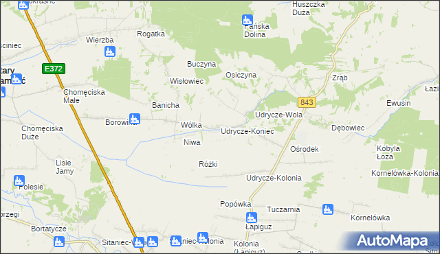 mapa Udrycze-Koniec, Udrycze-Koniec na mapie Targeo