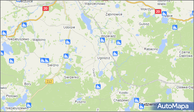 mapa Ugoszcz gmina Studzienice, Ugoszcz gmina Studzienice na mapie Targeo