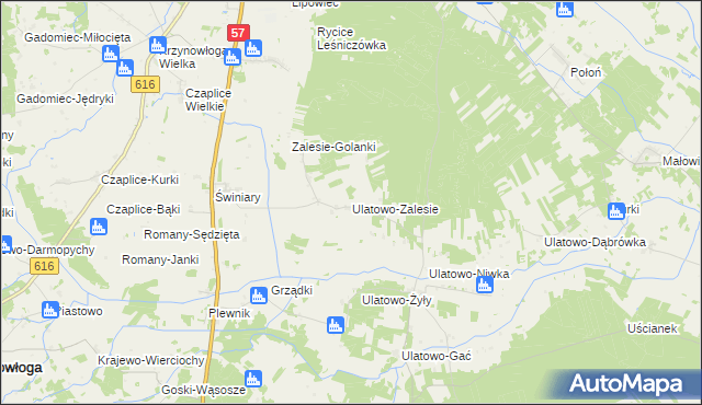 mapa Ulatowo-Zalesie, Ulatowo-Zalesie na mapie Targeo