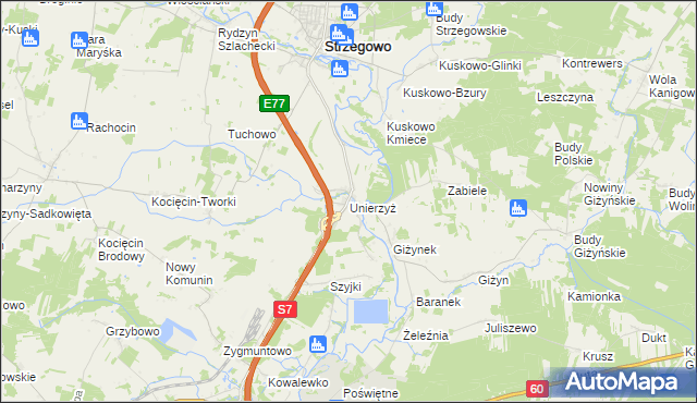 mapa Unierzyż, Unierzyż na mapie Targeo