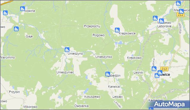 mapa Unieszynko, Unieszynko na mapie Targeo