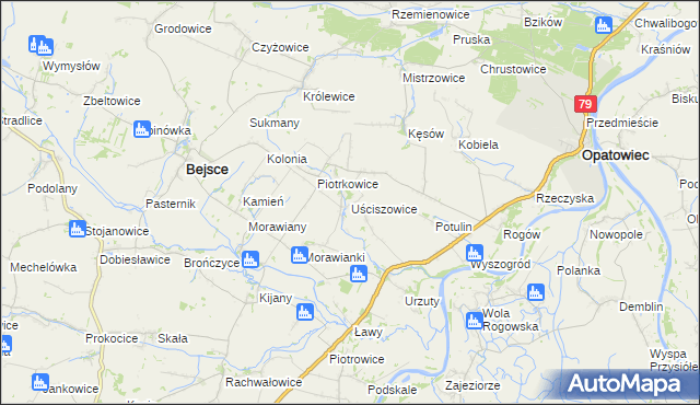 mapa Uściszowice, Uściszowice na mapie Targeo