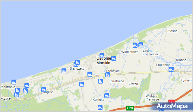 mapa Ustronie Morskie, Ustronie Morskie na mapie Targeo