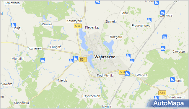 mapa Wąbrzeźno, Wąbrzeźno na mapie Targeo