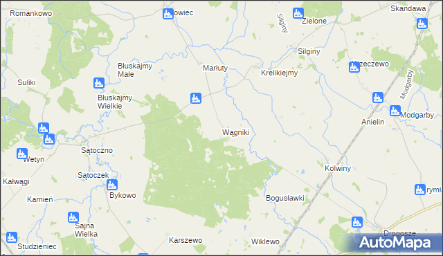 mapa Wągniki gmina Korsze, Wągniki gmina Korsze na mapie Targeo