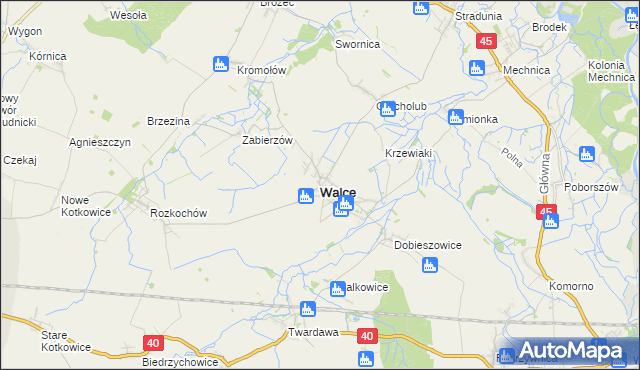 mapa Walce, Walce na mapie Targeo