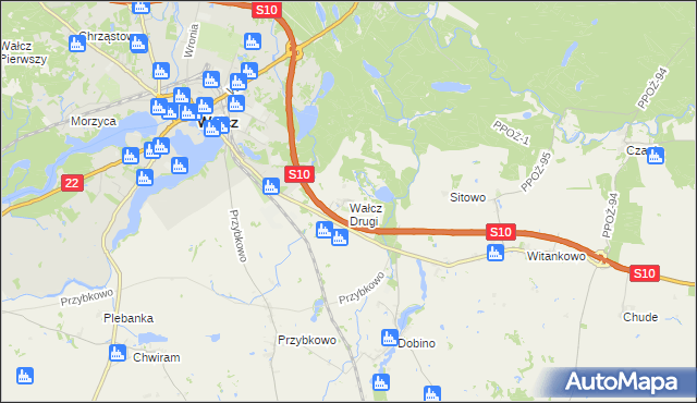 mapa Wałcz Drugi, Wałcz Drugi na mapie Targeo