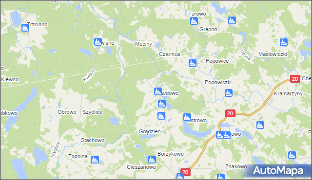 mapa Wałdowo gmina Miastko, Wałdowo gmina Miastko na mapie Targeo
