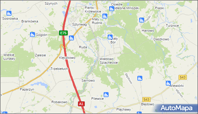 mapa Wałdowo Szlacheckie, Wałdowo Szlacheckie na mapie Targeo