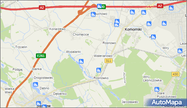 mapa Walerianowo gmina Komorniki, Walerianowo gmina Komorniki na mapie Targeo