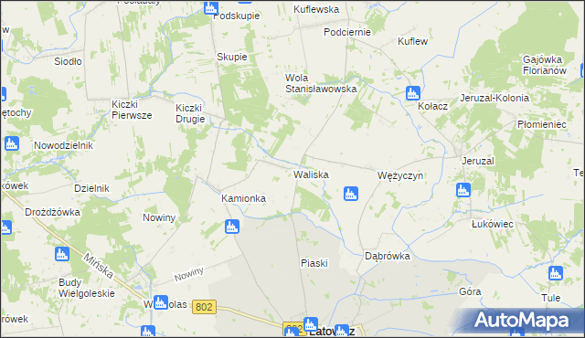 mapa Waliska gmina Latowicz, Waliska gmina Latowicz na mapie Targeo