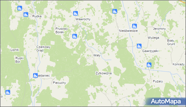 mapa Wały gmina Szczytno, Wały gmina Szczytno na mapie Targeo