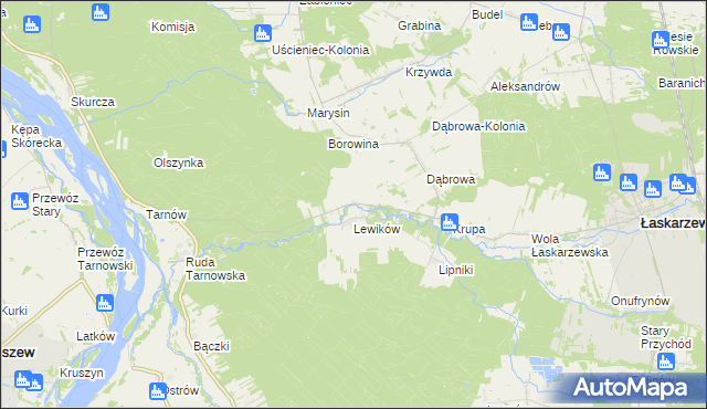 mapa Wanaty gmina Łaskarzew, Wanaty gmina Łaskarzew na mapie Targeo