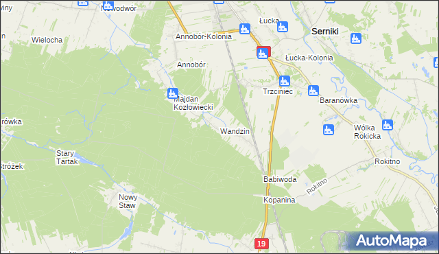 mapa Wandzin gmina Lubartów, Wandzin gmina Lubartów na mapie Targeo