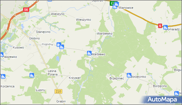 mapa Warblewo gmina Słupsk, Warblewo gmina Słupsk na mapie Targeo