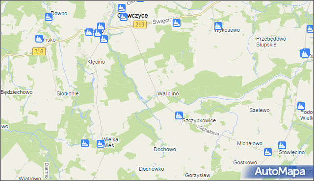 mapa Warblino, Warblino na mapie Targeo